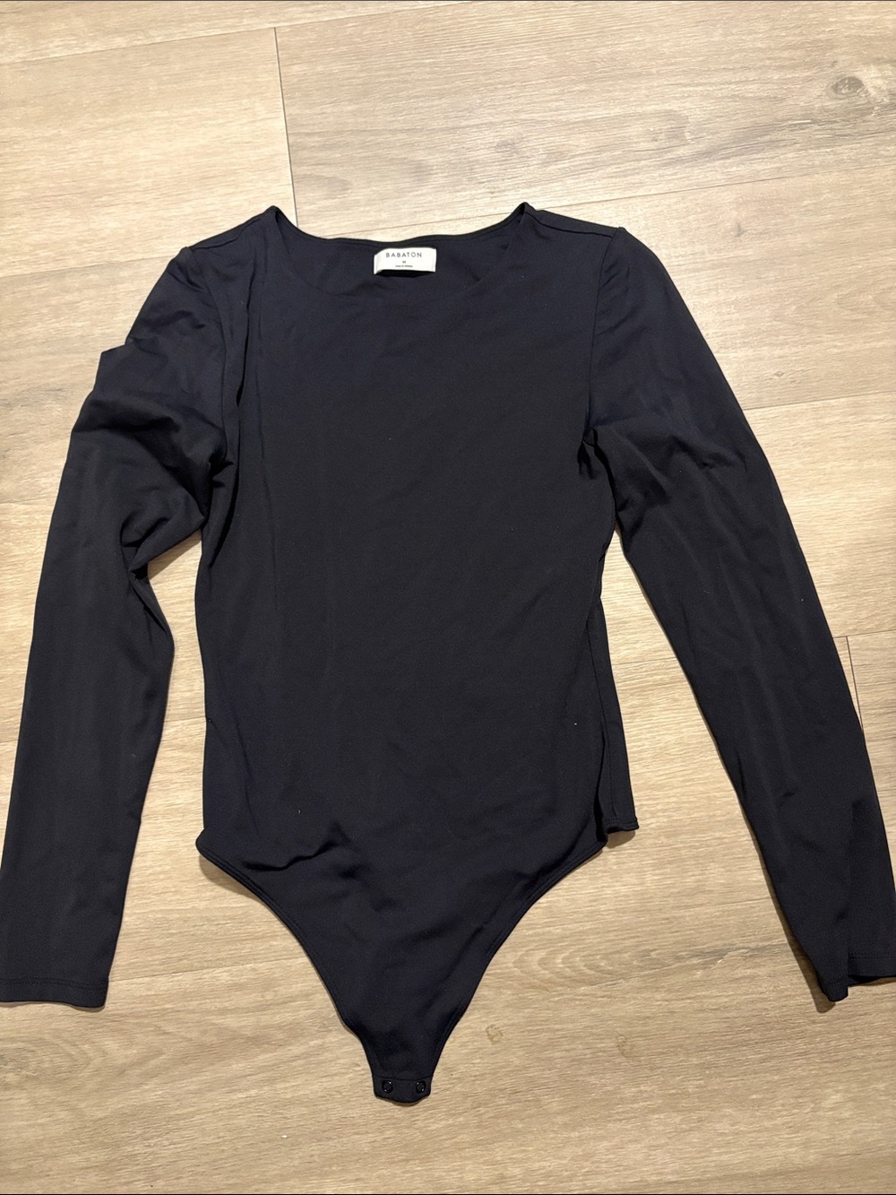 Babaton Navy Long-Sleeve Scoop Bodysuit